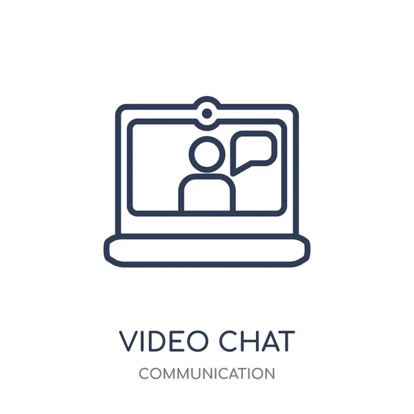 Videó Chat Ikonra Videó Chat Lineáris Szimbólum Design Kommunikáció Gyűjteményből — Stock Vector