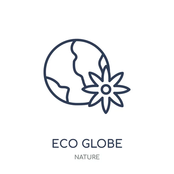 Eco Ikonę Kuli Ziemskiej Eco Glob Projekt Symbol Liniowy Kolekcji — Wektor stockowy