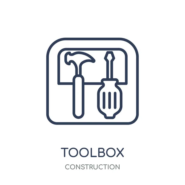 Icona Della Cassetta Degli Attrezzi Disegno Simboli Lineari Toolbox Della — Vettoriale Stock