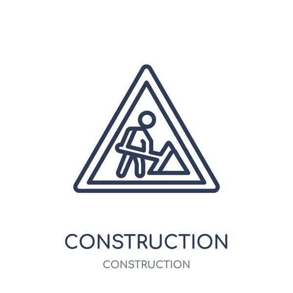 建設アイコン コレクション構築から施工線形シンボル デザイン 白い背景の上の簡単なアウトライン要素ベクトル図 — ストックベクタ