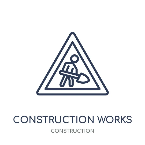 Icono Obras Construcción Obras Construcción Diseño Símbolo Lineal Colección Construcción — Vector de stock