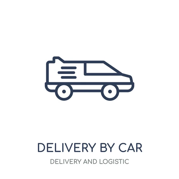 Delivery by car icon. Delivery by car linear symbol design from Delivery and logistic collection.