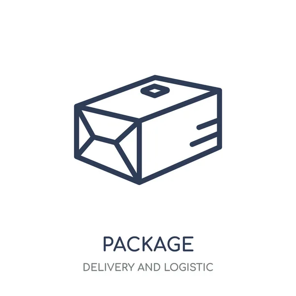 Csomag Ikonra Csomagolástervezés Lineáris Szimbólum Szállítási Logisztikai Gyűjtemény — Stock Vector