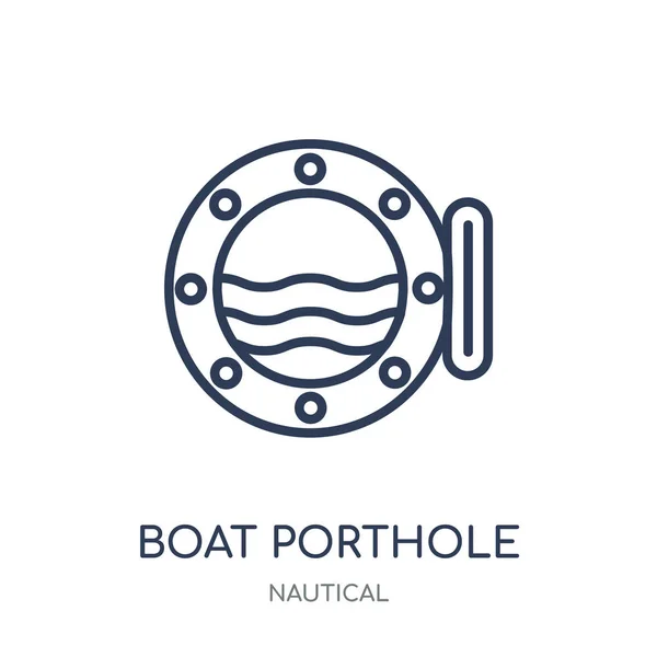 Ícone Barco Porthole Boat Porthole Design Símbolo Linear Coleção Náutica —  Vetores de Stock