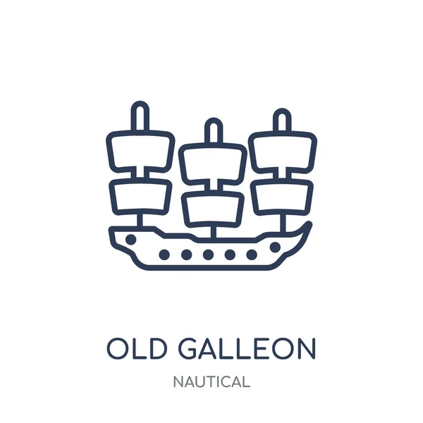 Ícone Galeão Design Símbolo Linear Galleon Antigo Coleção Náutica Desenho —  Vetores de Stock