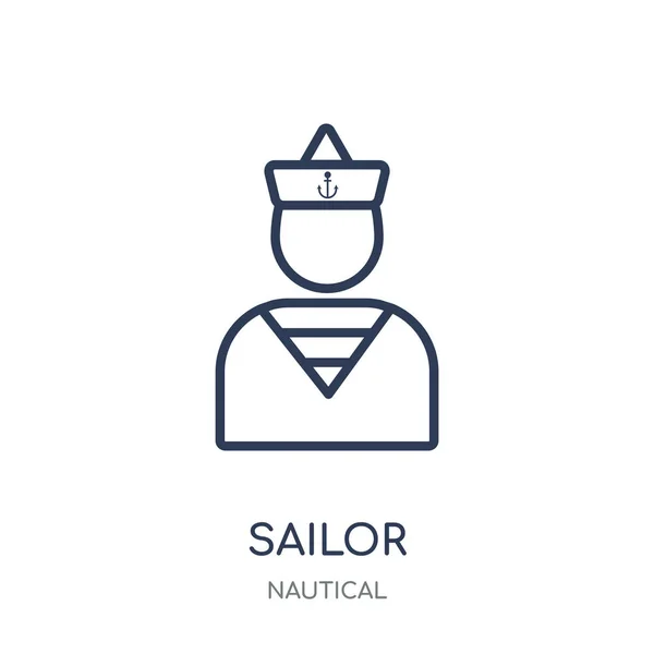 Icono Del Marinero Sailor Diseño Símbolo Lineal Colección Náutica Esquema — Vector de stock