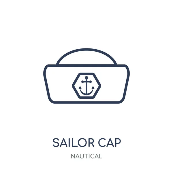 Denizci Şapkası Icon Denizci Şapkası Doğrusal Sembolü Tasarım Deniz Koleksiyonundan — Stok Vektör
