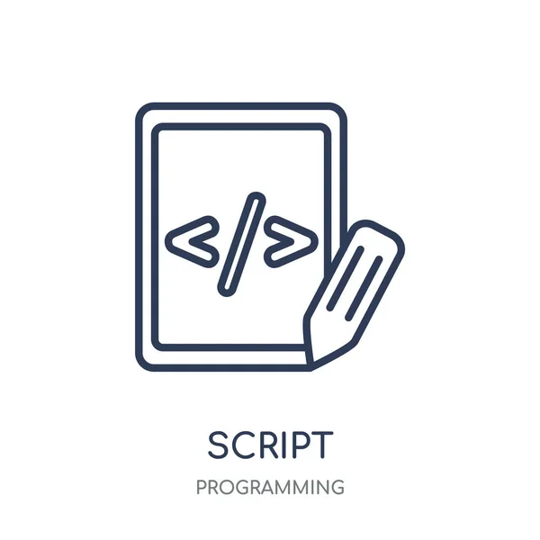 脚本线性符号设计从编程集合 简单的大纲元素向量例证在白色背景 — 图库矢量图片
