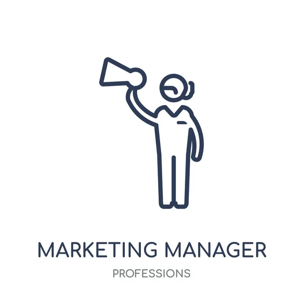 Ícone Gerente Marketing Marketing Manager Design Símbolos Lineares Coleção Profissões — Vetor de Stock