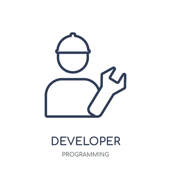 Developer Icon Developer Linear Symbol Design Programming Collection Simple Outline — Stock Vector