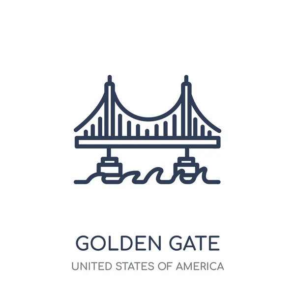 Icono Golden Gate Golden Gate Diseño Símbolo Lineal Los Estados — Vector de stock