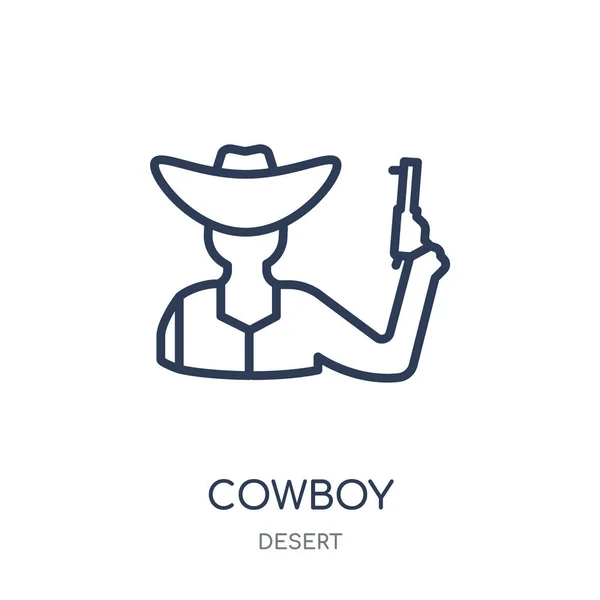 Cowboy Ikona Cowboy Projekt Symbol Liniowy Pustynny Kolekcji Proste Konspektu — Wektor stockowy