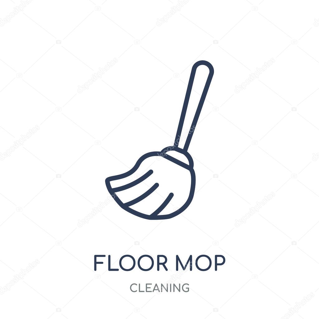 Floor mop icon. Floor mop linear symbol design from Cleaning collection. Simple outline element vector illustration on white background.