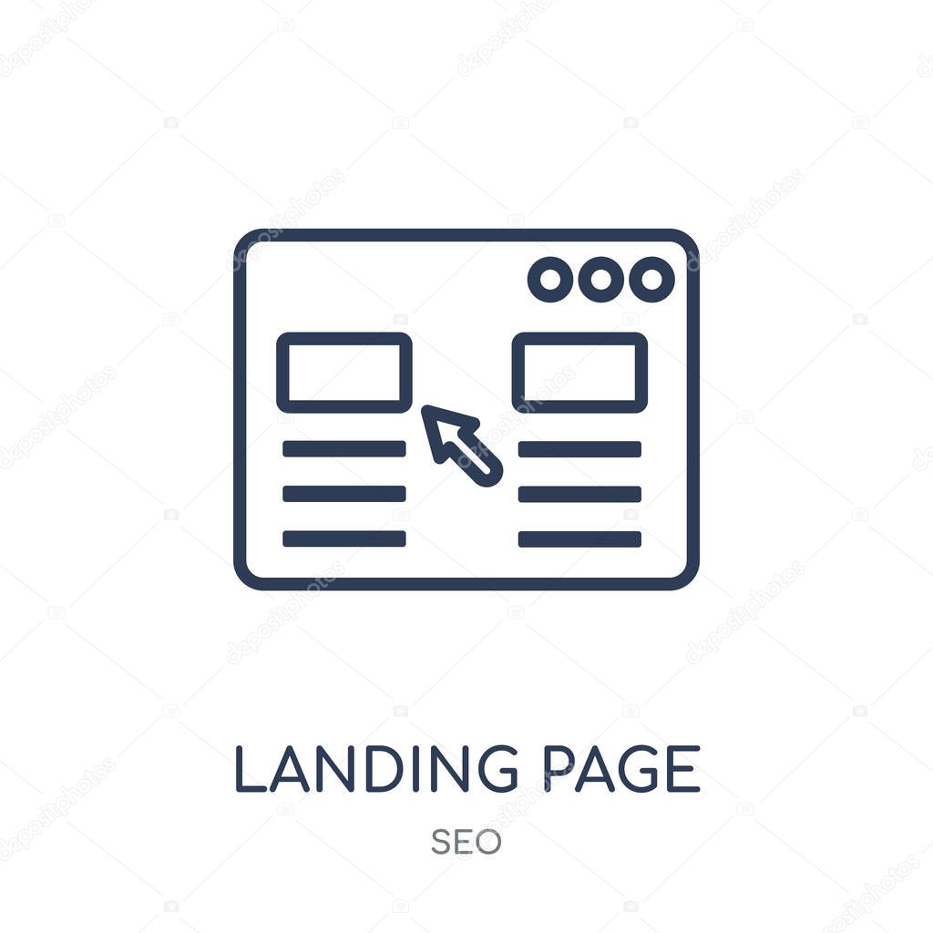 Landing page icon. Landing page linear symbol design from SEO collection. Simple outline element vector illustration on white background.
