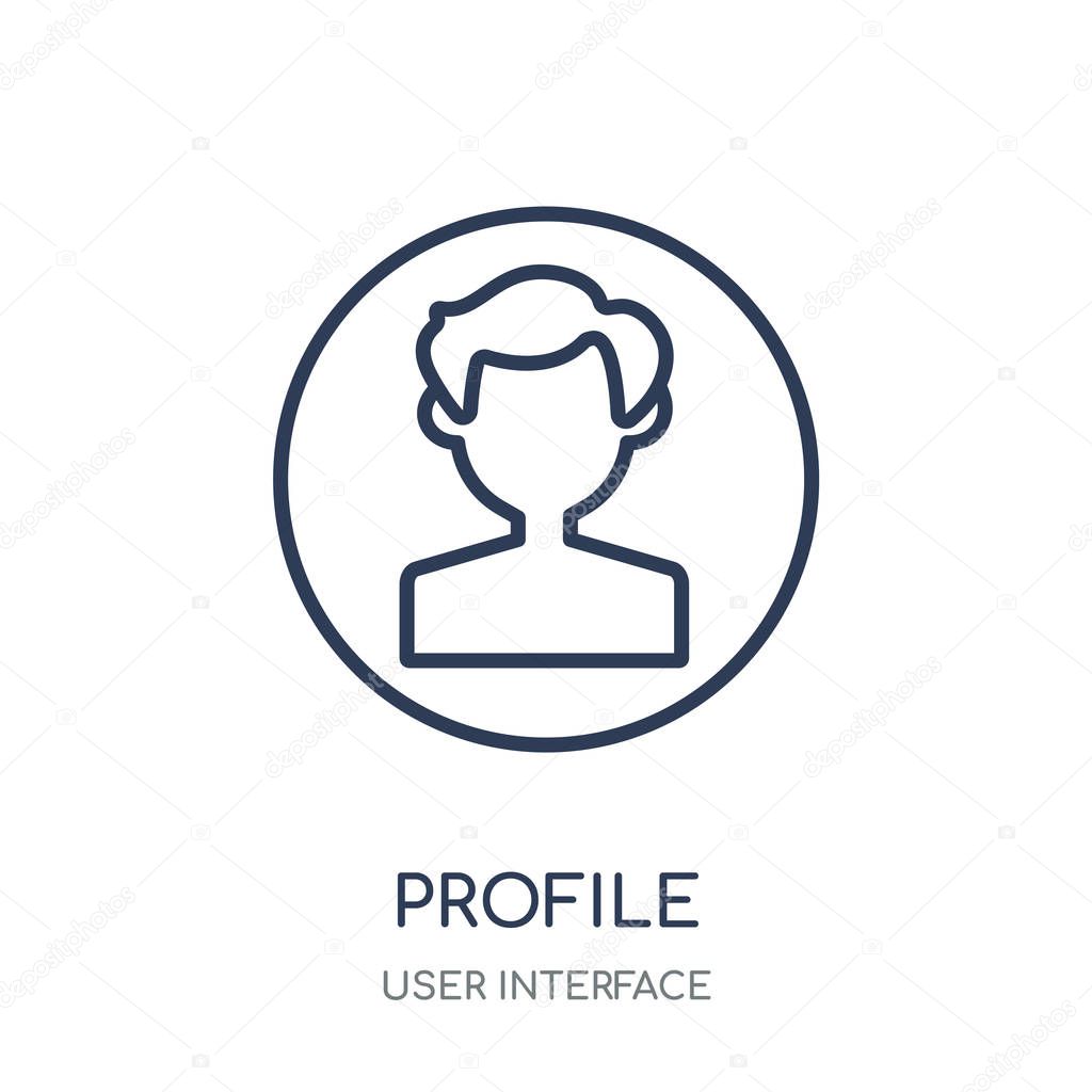 Profile icon. Profile linear symbol design from User interface collection. Simple outline element vector illustration on white background.
