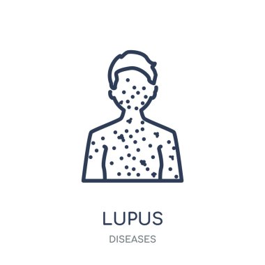 Lupus Eritematozus simgesi. Lupus Eritematozus doğrusal sembolü tasarım hastalıkları koleksiyonundan. Beyaz arka plan üzerinde basit anahat öğesi vektör çizim.