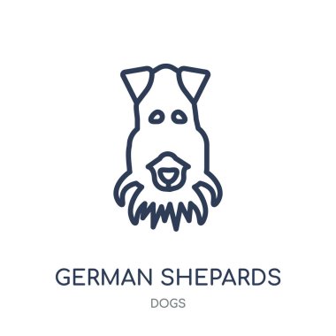 Alman Singularity Shepards köpek simgesi. Alman Singularity Shepards köpek köpekler koleksiyonundan doğrusal sembolü tasarım. Beyaz arka plan üzerinde basit anahat öğesi vektör çizim.