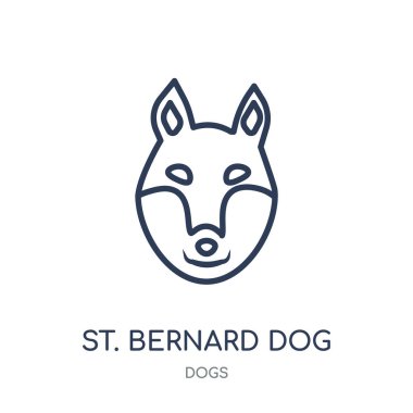 St. Bernard köpeği simgesi. St. Bernard köpeği doğrusal sembolü tasarım köpekler koleksiyonundan. Beyaz arka plan üzerinde basit anahat öğesi vektör çizim.