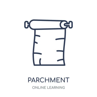 Parşömen simgesi. Parşömen doğrusal sembolü tasarım koleksiyonu öğrenme Online.