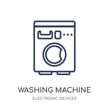 Çamaşır makinesi simgesi. Çamaşır makinesi doğrusal sembol tasarımı elektronik cihazlar Collection.
