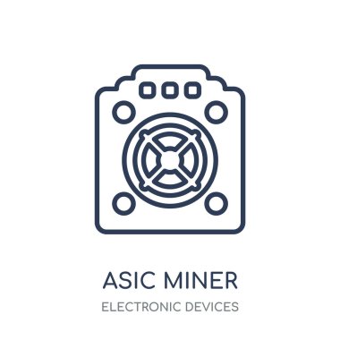 ASIC madenci simgesi. ASIC madenci doğrusal sembol tasarımı elektronik cihazlar Collection.