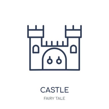 Kale simgesi. Kale doğrusal sembolü tasarım masal koleksiyonundan. Beyaz arka plan üzerinde basit anahat öğesi vektör çizim.