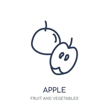Elma simgesi. Apple doğrusal sembolü tasarım meyve ve sebze koleksiyonundan. Beyaz arka plan üzerinde basit anahat öğesi vektör çizim.