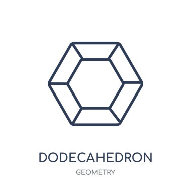 dodecahedron simgesi. dodecahedron doğrusal sembolü tasarım geometri koleksiyonundan. Beyaz arka plan üzerinde basit anahat öğesi vektör çizim.