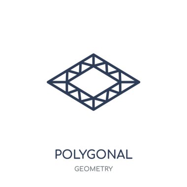 Poligonal artarak sinyal simgesi. Poligonal artarak sinyal doğrusal sembolü tasarım geometri koleksiyonundan. Beyaz arka plan üzerinde basit anahat öğesi vektör çizim.