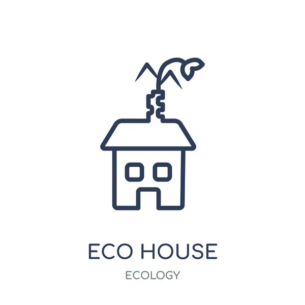 Ícone Casa Eco Eco Casa Design Símbolo Linear Coleção Ecologia — Vetor de Stock
