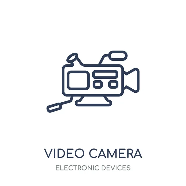 Video Camera Icoontje Videocamera Lineaire Symbool Ontwerp Uit Elektronische Apparaten — Stockvector