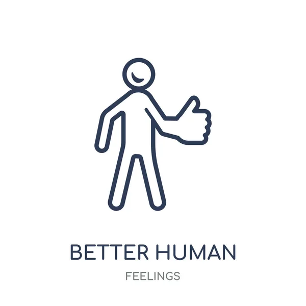 良い人間のアイコン 感情のコレクションからより良い人間の線形シンボル デザイン 白い背景の上の簡単なアウトライン要素ベクトル図 — ストックベクタ