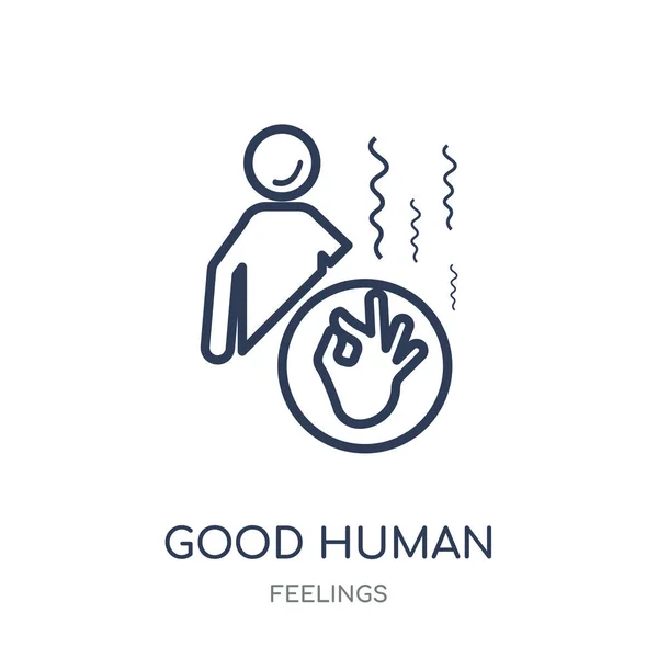 Buen Icono Humano Buen Diseño Símbolo Lineal Humano Colección Feelings — Archivo Imágenes Vectoriales