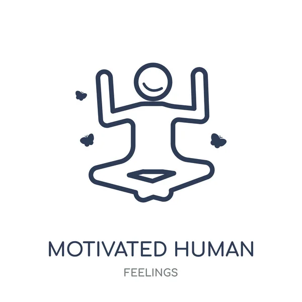 Icono Humano Motivado Diseño Símbolo Lineal Humano Motivado Colección Feelings — Archivo Imágenes Vectoriales