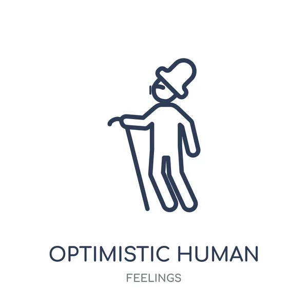 Icono Humano Optimista Diseño Símbolo Lineal Humano Optimista Colección Feelings — Archivo Imágenes Vectoriales