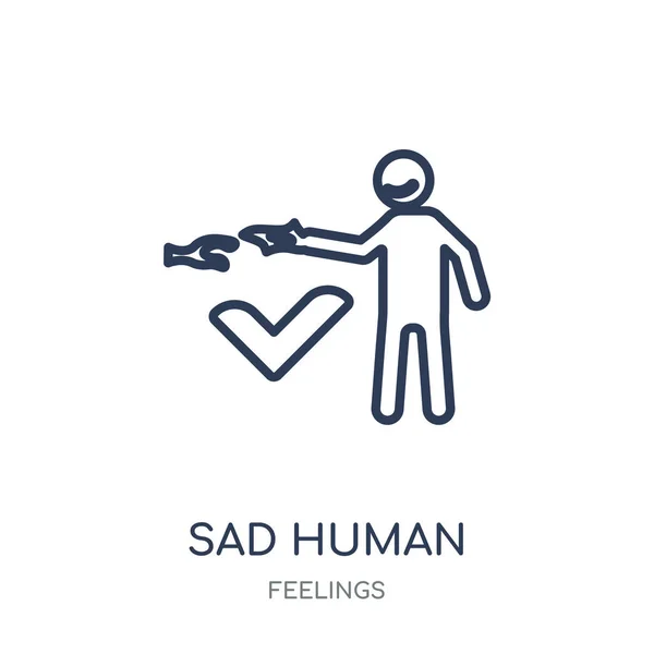 悲伤的人类偶像 悲伤的人类线性符号设计从感情收藏 简单的大纲元素向量例证在白色背景 — 图库矢量图片