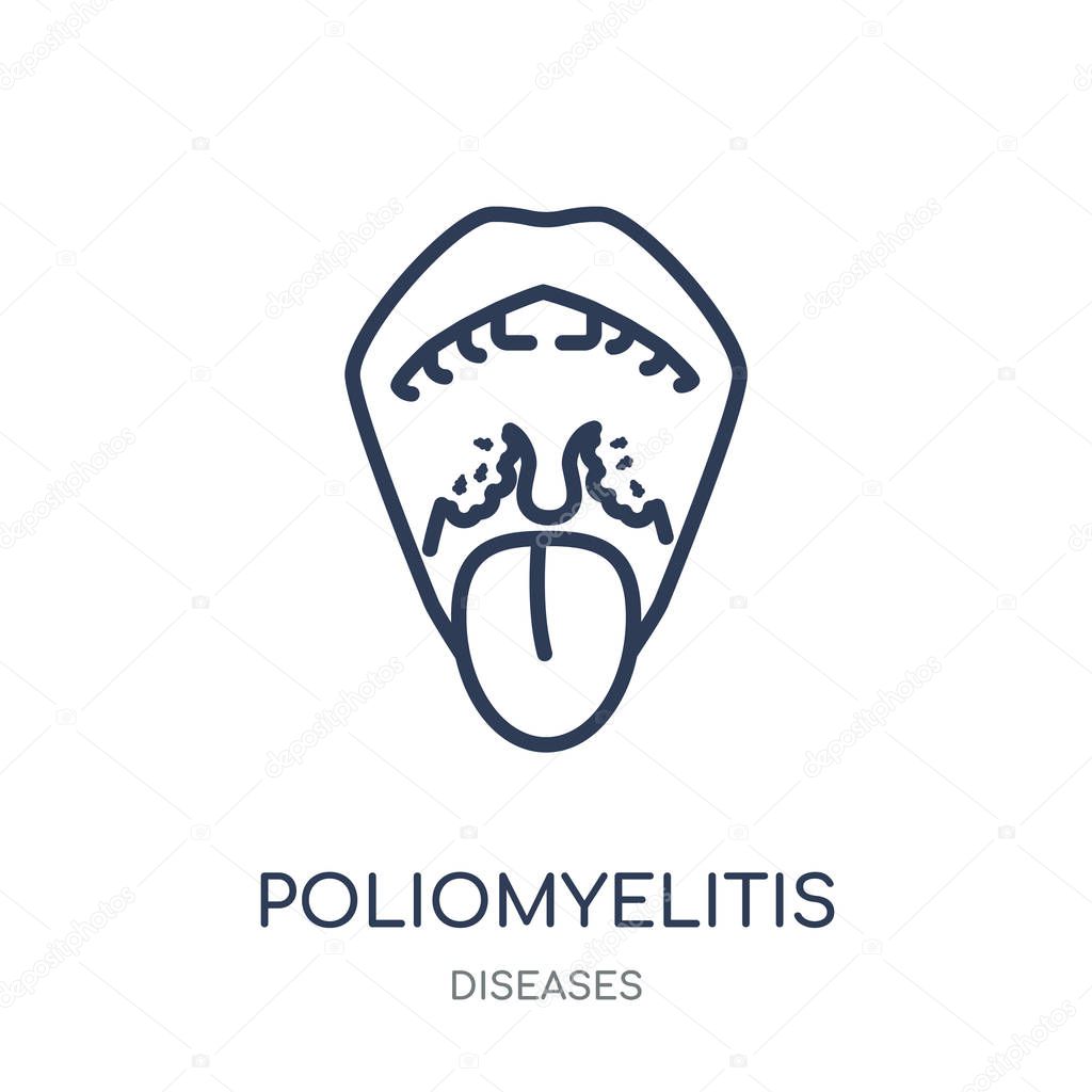 Poliomyelitis icon. Poliomyelitis linear symbol design from Diseases collection. Simple outline element vector illustration on white background.