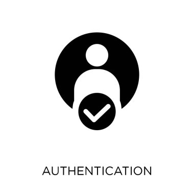 Kimlik doğrulama simgesi. Kimlik doğrulama simgesi tasarım Internet güvenlik koleksiyonundan. Basit öğe vektör çizim beyaz arka plan üzerinde.