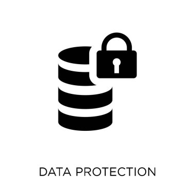 Veri koruma simgesi. Veri koruma sembol tasarımı Internet güvenlik koleksiyonundan. Basit öğe vektör çizim beyaz arka plan üzerinde.