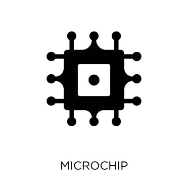 Mikroçip simgesi. Mikroçip sembolü tasarım ağ koleksiyonundan. Basit öğe vektör çizim beyaz arka plan üzerinde.