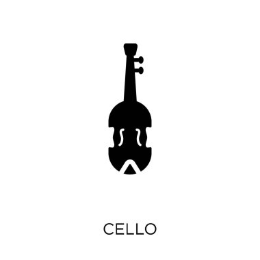 Çello simgesi. Çello sembolü tasarım müzik koleksiyonundan. Basit öğe vektör çizim beyaz arka plan üzerinde.