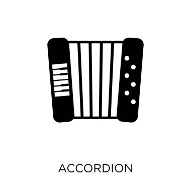 Akordeon simgesi. Akordeon sembolü tasarım müzik koleksiyonundan. Basit öğe vektör çizim beyaz arka plan üzerinde.