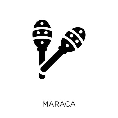 Maraca simgesi. Maraca sembolü tasarım müzik koleksiyonundan. Basit öğe vektör çizim beyaz arka plan üzerinde.