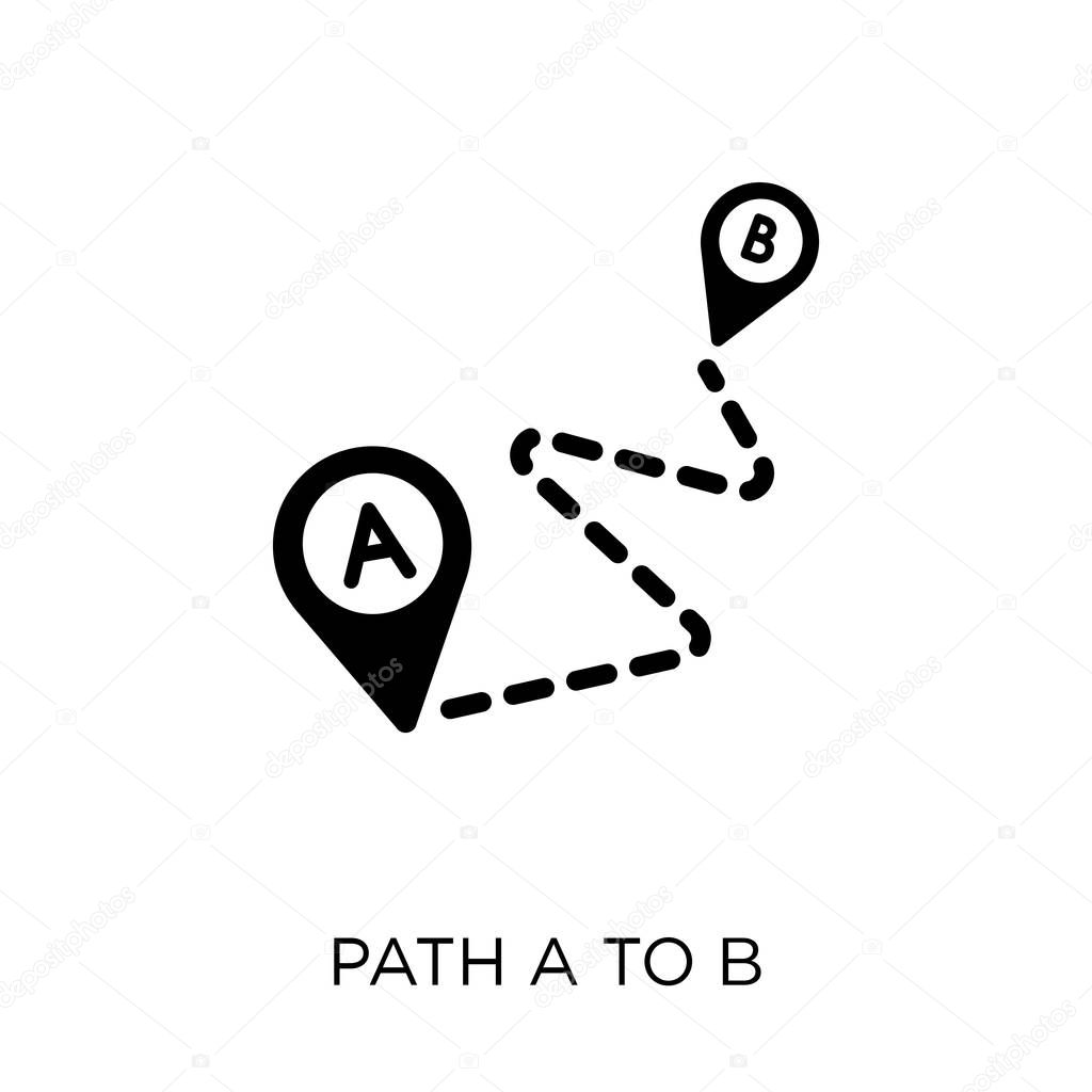 Path A to B icon. Path A to B symbol design from Maps and locations collection. Simple element vector illustration on white background.