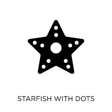 Nokta simgesi olan deniz yıldızı. Nokta simgesiyle denizyıldızı deniz koleksiyonundan tasarlayın. Basit öğe vektör çizim beyaz arka plan üzerinde.