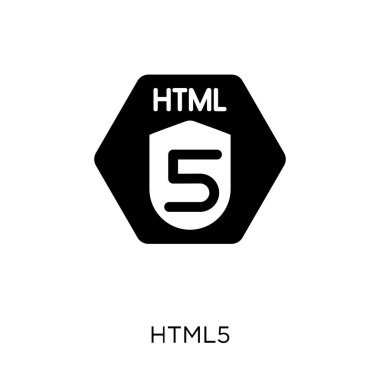 HTML5 simgesi. HTML5 sembolü tasarım programlama koleksiyonundan. Basit öğe vektör çizim beyaz arka plan üzerinde.