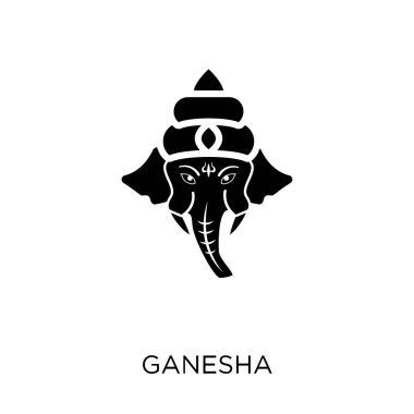 Ganesha simgesi. Ganesha sembolü tasarım din koleksiyonundan. Basit öğe vektör çizim beyaz arka plan üzerinde.