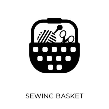 Dikiş sepet simgesi. Dikiş sepet simgesi tasarım Sew koleksiyonundan. Basit öğe vektör çizim beyaz arka plan üzerinde.