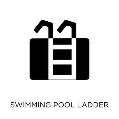 Yüzme Havuzu merdiven simgesi. Yüzme Havuzu merdiven sembolü tasarım yaz koleksiyonundan. Basit öğe vektör çizim beyaz arka plan üzerinde.
