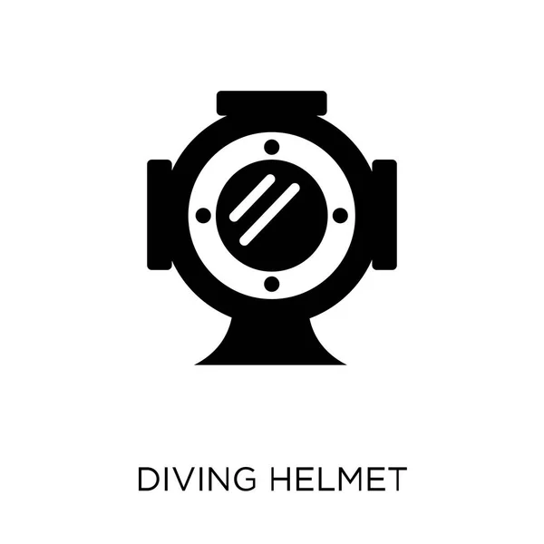 潜水头盔图标 潜水头盔符号设计从航海收藏 简单的元素向量例证在白色背景 — 图库矢量图片
